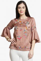 Pluss Pink Self Design Top women