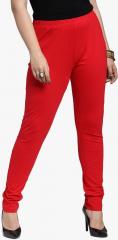 Pluss Red Solid Legging women