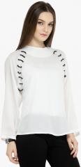 Pluss White Solid Regular Top women