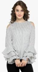 Pluss White Striped Blouse women