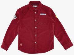 Poppers By Pantaloons Maroon Solid Regular Fit Casual Shirt boys