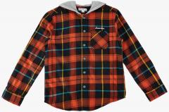 Poppers By Pantaloons Orange Checked Regular Fit Casual Shirt boys