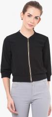 Porsorte Black Solid Sweat Jacket women