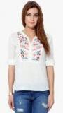 Porsorte White Embroidered Blouse Women