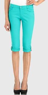 Xpose Aqua Blue Solid Capri women