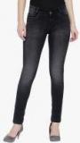 Xpose Black Washed Mid Rise Slim Fit Jeans Women