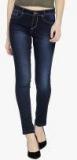 Xpose Navy Blue Washed Mid Rise Slim Fit Jeans Women