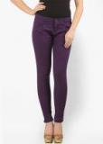 Xpose Purple Solid Skinny Fit Chinos Women