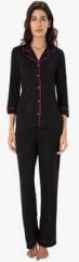 Prettysecrets Black Solid Pyjama Set women