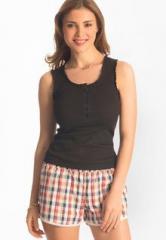 Prettysecrets Flirty Checks Orange Blue Checks Shorts And Top women