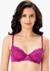 Prettysecrets Purple Self Pattern Non Padded Non Wired Sheer Bra women