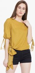 Primo Knot Mustard Printed Blouse women