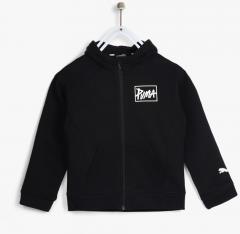 Puma Black Solid Sporty Jacket boys