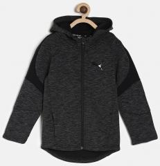 Puma Boys Black Solid Evostripe FZ Hoody Sporty Jacket