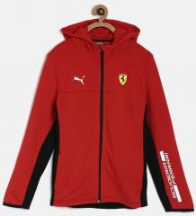 Puma Boys Red Hooded Sweat Sporty Jacket