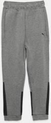 Puma Grey Melange & Black Tech Slim Fit Joggers boys