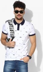 Puma White Printed Slim Fit Polo T Shirt men