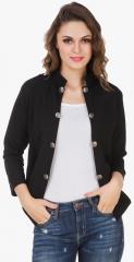 Purple Feather Black Solid Winter Jacket women