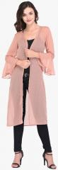 Purys Peach Self Design Shrug women