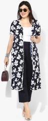 Qurvii Navy Blue Printed Shrug women