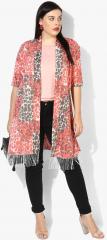 Qurvii Orange Printed Shrug women