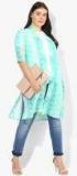 Qurvii Turquoise Printed Shrug Women