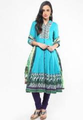 Rain & Rainbow Blue Cotton Blend Suit Set women