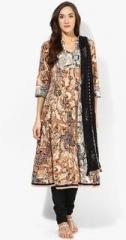 Rain & Rainbow Brown Printed Churidar Kameez Dupatta women