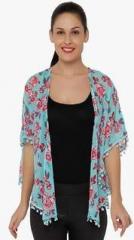 Raindrops Aqua Blue Printed Shrug women