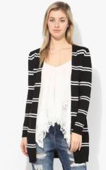 Raindrops Black And White Striped Shrug women