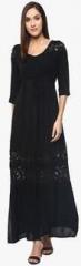 Raindrops Black coloured Solid Maxi Dress women