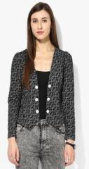 Raindrops Black Printed Summer Jacket women