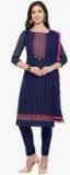 Rajnandini Navy Blue Embroidered Dress Material Women