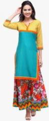 Ramas Aqua Blue Printed Kurta women