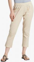 Rangmanch By Pantaloons Beige Solid Coloured Pants women