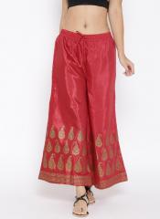 Rangmanch By Pantaloons Red Polyester Printed Palazzo Trousers women