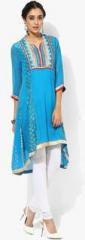 Rangriti Aqua Blue Printed Kurta women