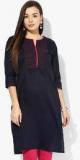 Rangriti Navy Blue Striped Cotton Kurta women