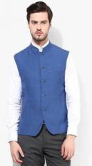 Raymond Blue Solid Regular Fit Waistcoat men