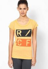 Reebok Cotton Blend Orange T Shirt women