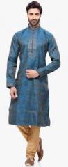 Rg Designers Blue Printed Kurta Pyjama men