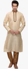 Rg Designers Cream Solid Kurta Pyjama men