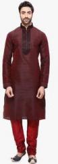 Rg Designers Maroon Solid Kurta Pyjama men