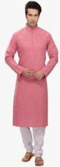 Rg Designers Pink Solid Kurta Pyjama men