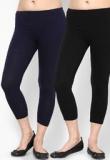 Rham Pack Of 2 Black & Navy Blue Capri Women