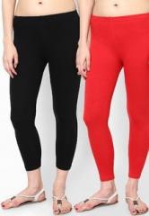 Rham Pack Of 2 Black & Red Capri women