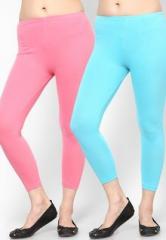 Rham Pack Of 2 Pink & Teal Blue Capri women