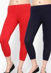 Rham Pack Of 2 Red & Navy Blue Capri women