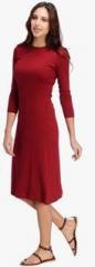 Rigo Maroon Solid Shift Dress women