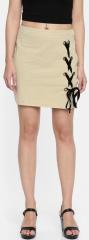 Roadster Beige Solid A Line Skirt women